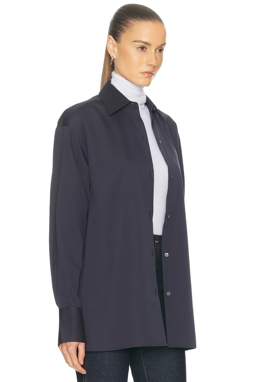 Cotton Silk Button Up Top Midnight