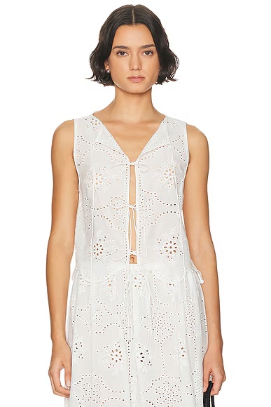 Broderie Tie Top White