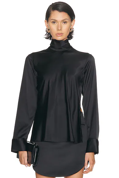 Off-Shoulder Satin Top Black