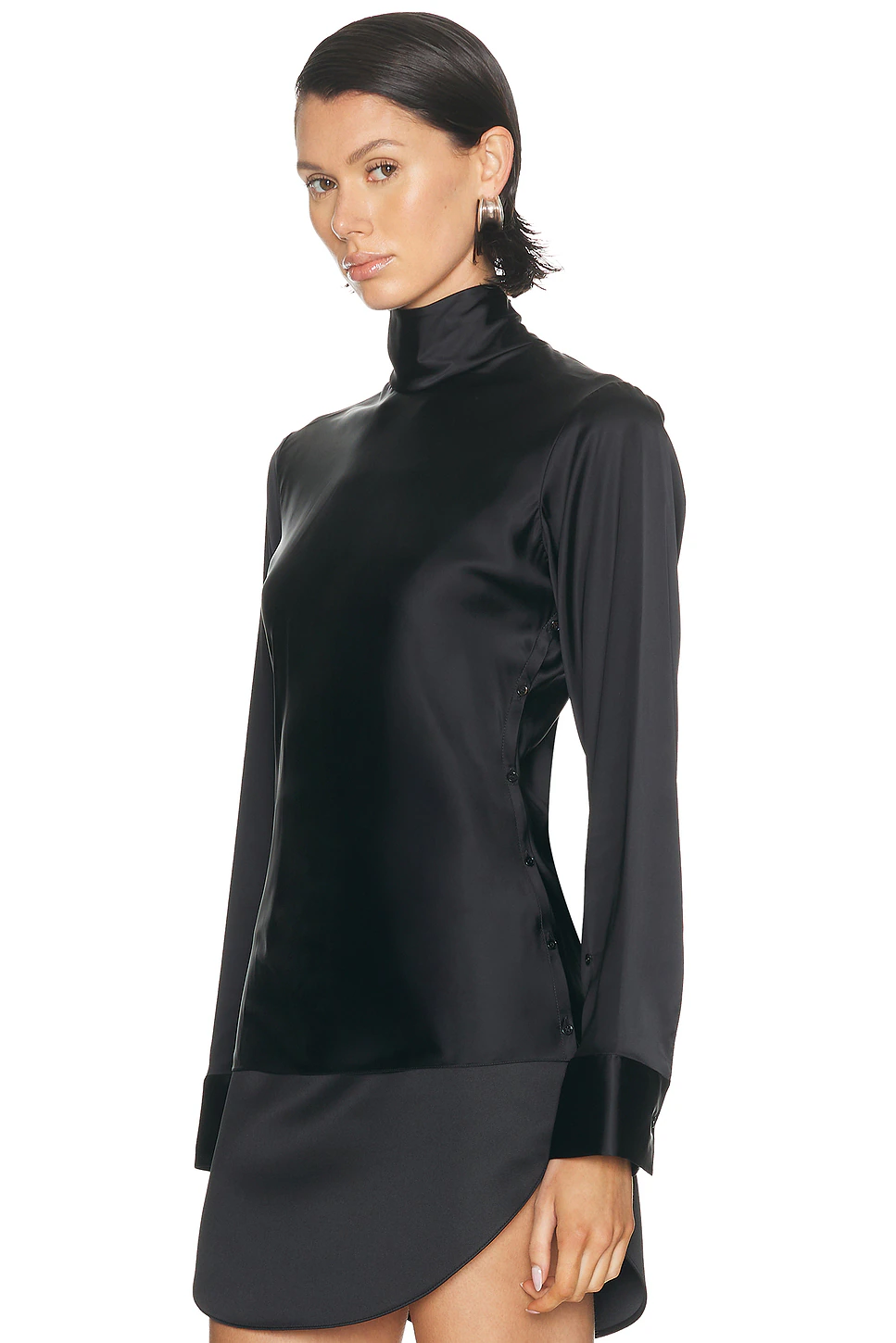 Off-Shoulder Satin Top Black