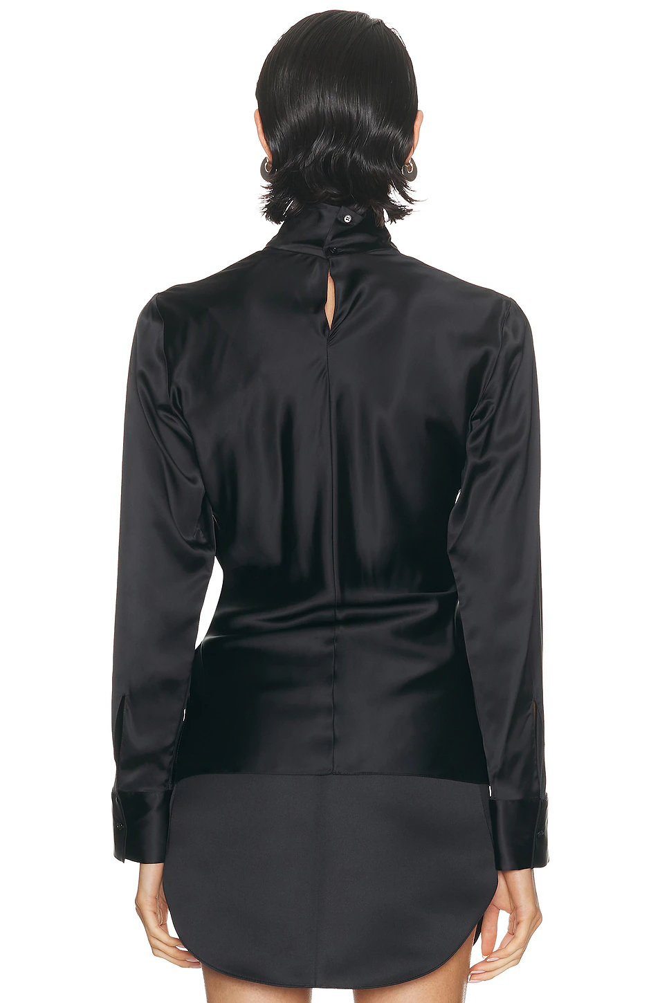 Off-Shoulder Satin Top Black