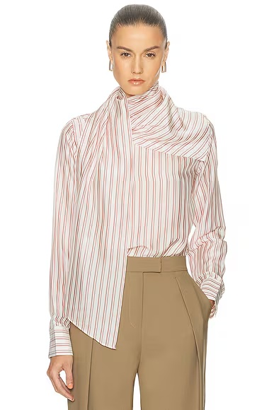 Celeste Silk Top Red & Maroon Stripe