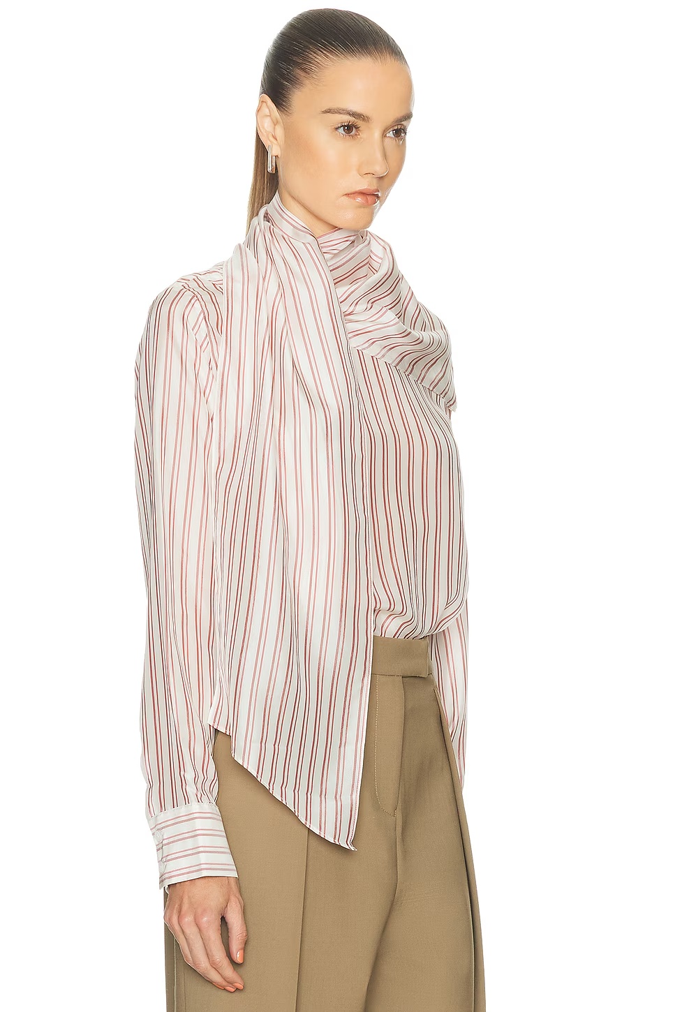 Celeste Silk Top Red & Maroon Stripe