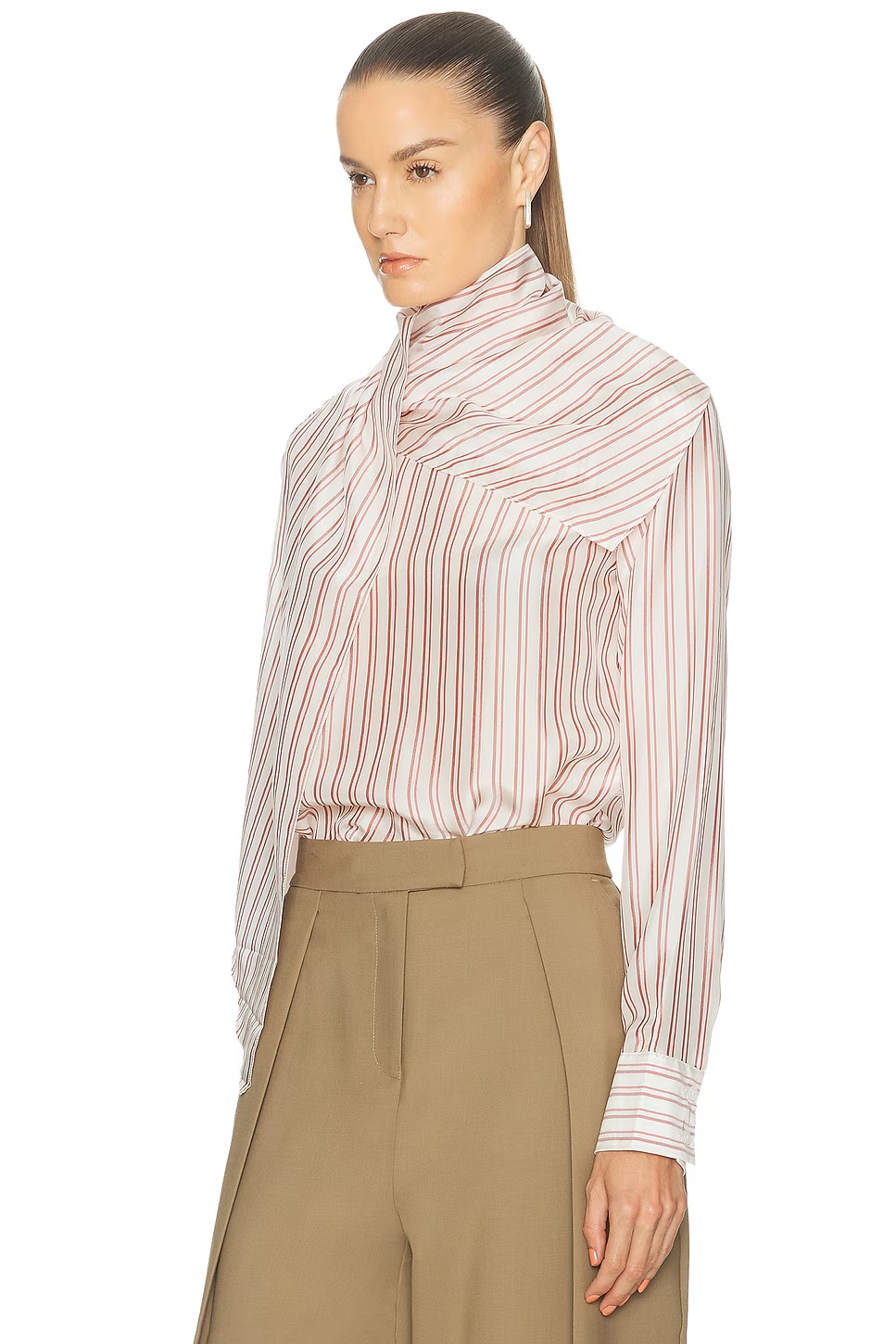 Celeste Silk Top Red & Maroon Stripe