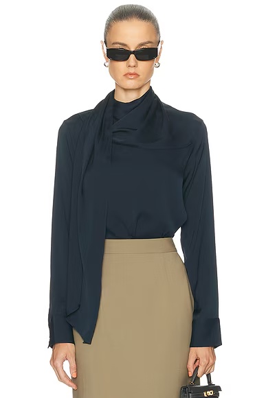 Celeste Silk Top Navy Blue