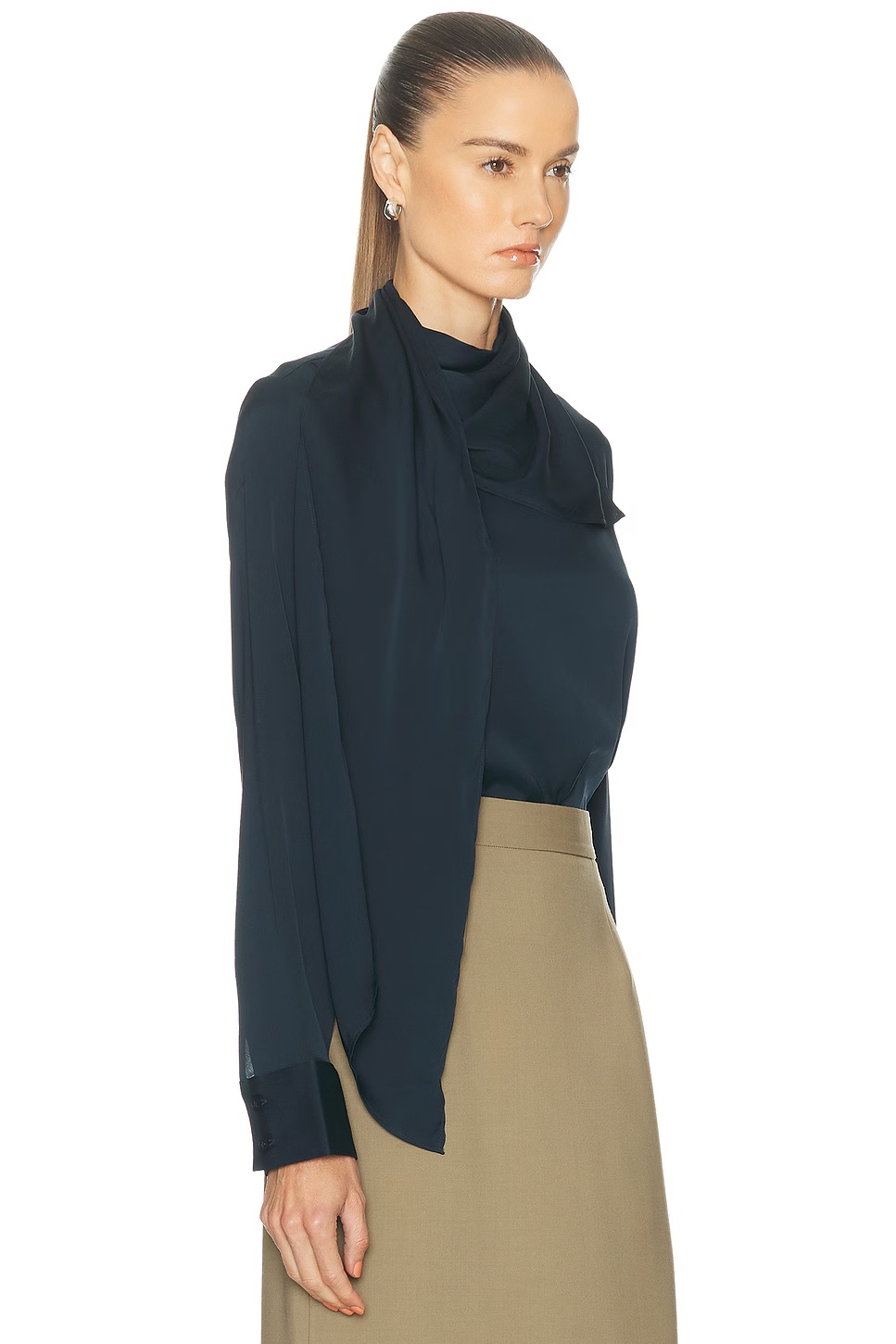 Celeste Silk Top Navy Blue