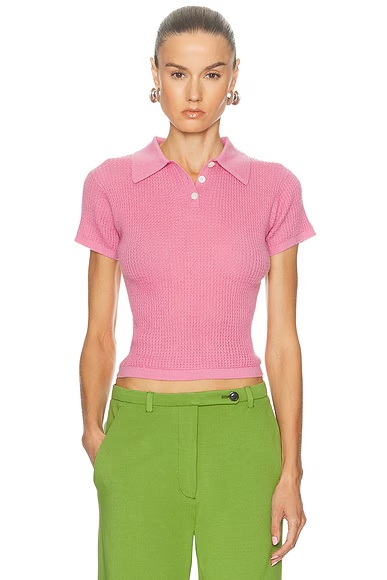 Shrunken Polo Top Rose