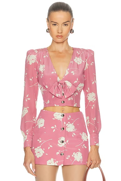 Long Sleeve Top Pink & White