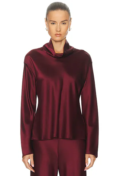Barb Long Sleeve Cowlneck Top Bordeaux