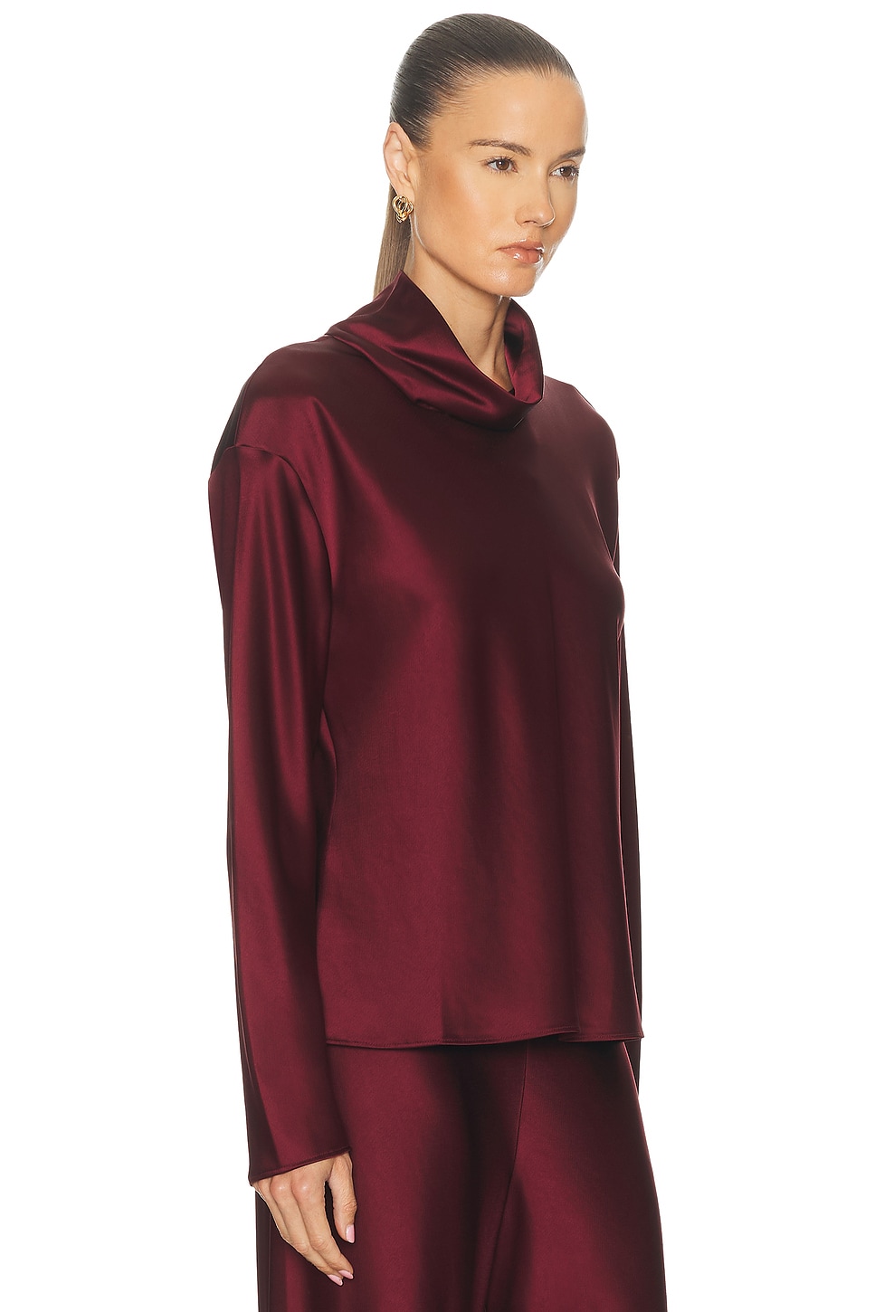 Barb Long Sleeve Cowlneck Top Bordeaux