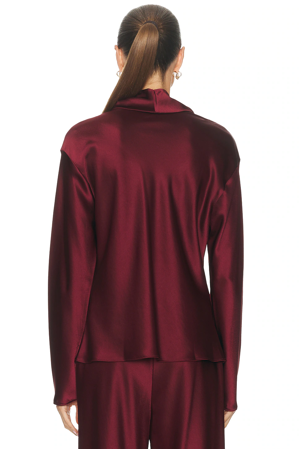 Barb Long Sleeve Cowlneck Top Bordeaux