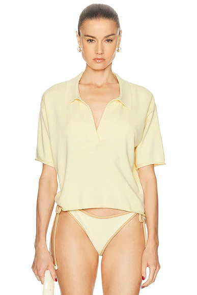 Josie Boxy Knit Polo Top Anise Flower