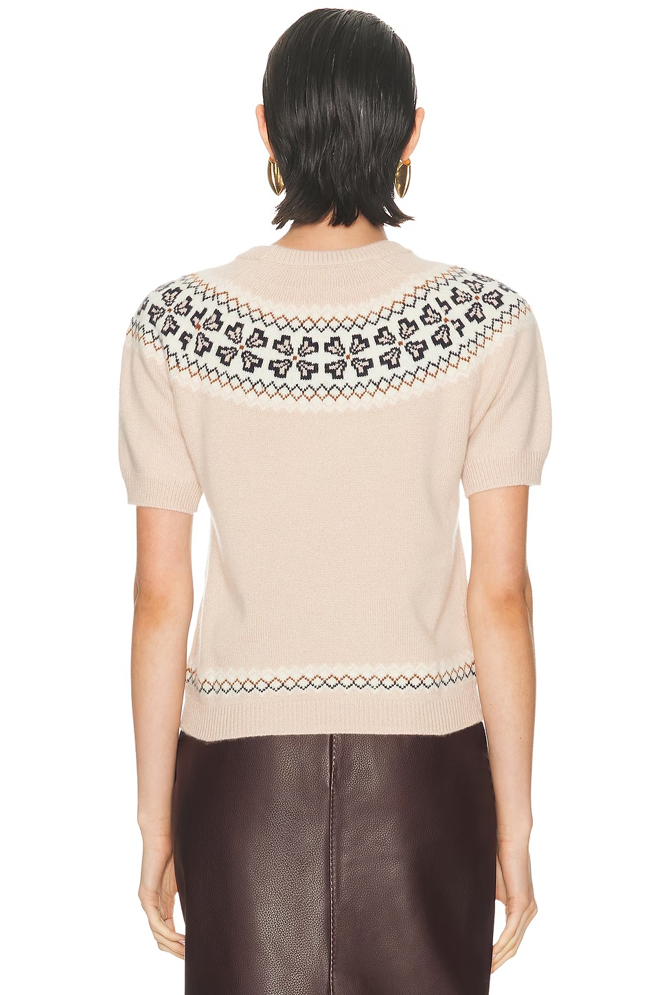 The Short Sleeve Cashmere Fairisle Pink Sand
