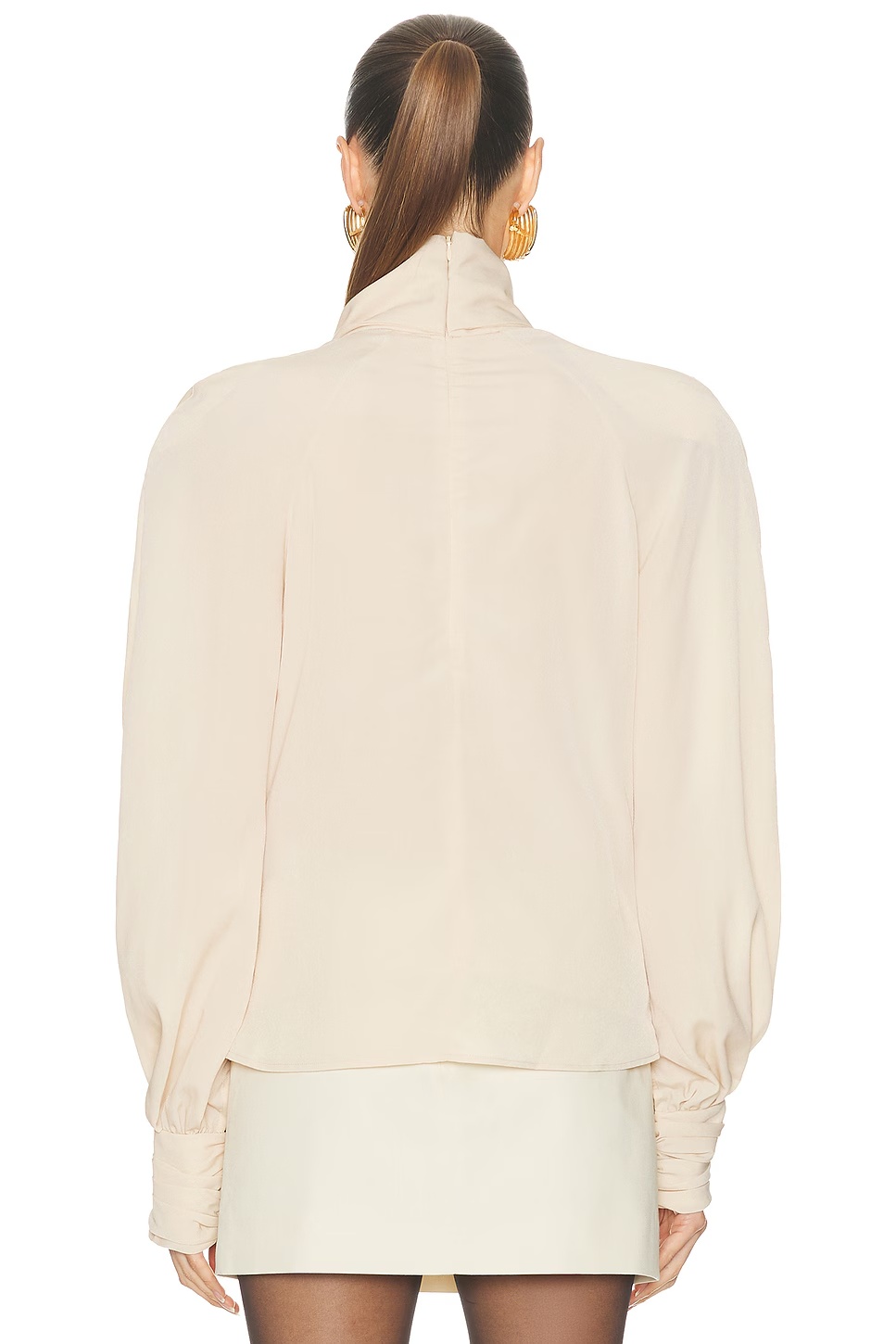 Tie Neck Blouse Beige