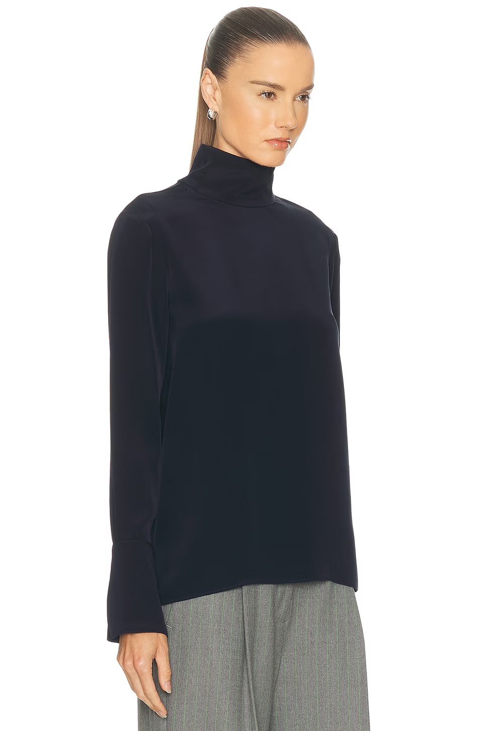 Silk Turtleneck Top Midnight