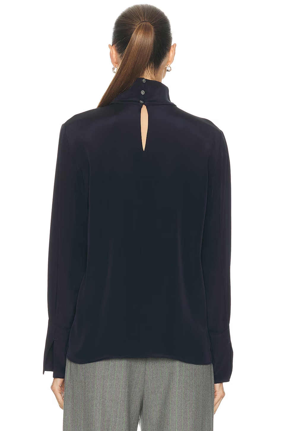 Silk Turtleneck Top Midnight