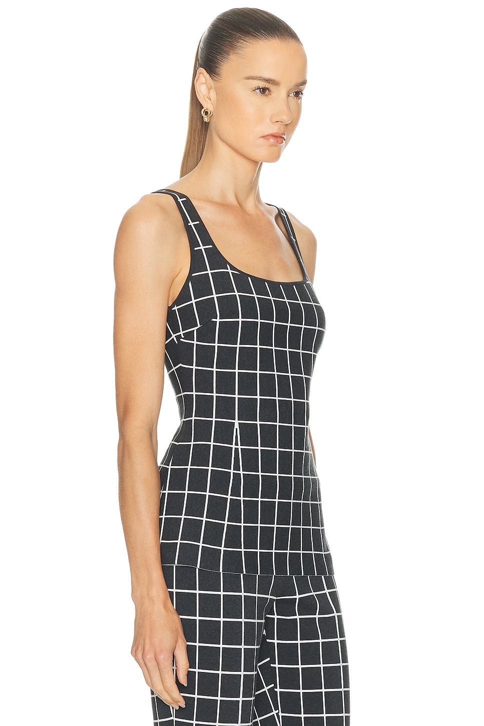Two Tone Windowpane Inna Top Charcoal Combo
