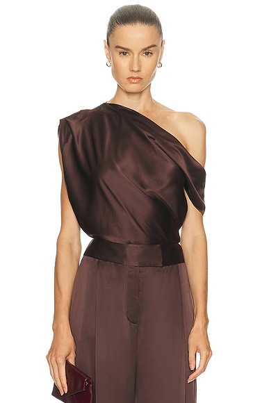 Asymmetrical Drape Top Cocoa