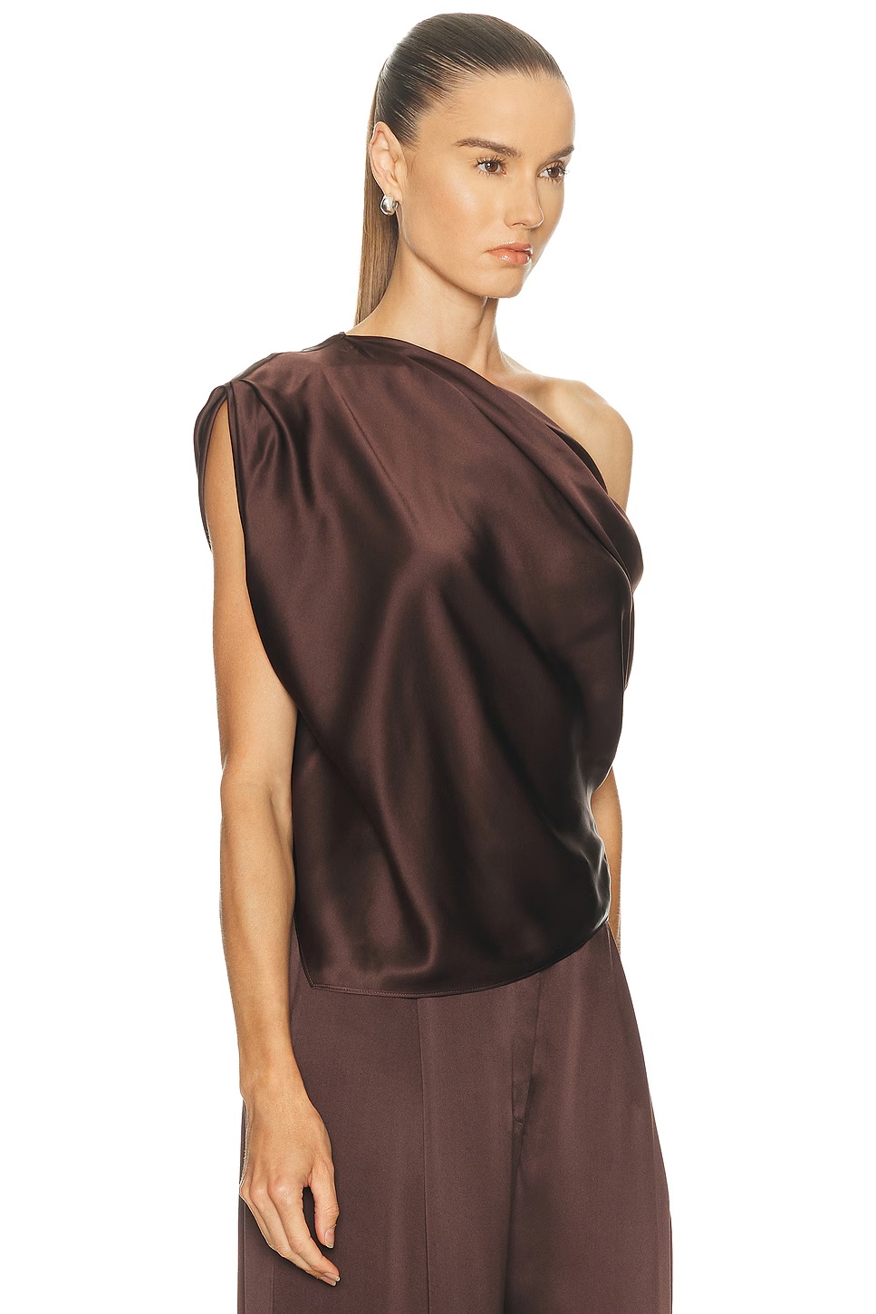 Asymmetrical Drape Top Cocoa