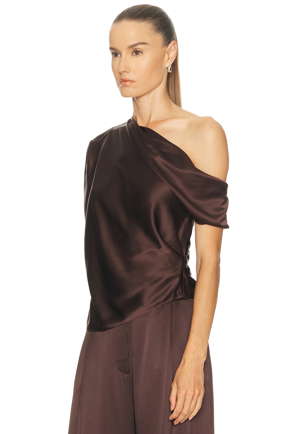 Asymmetrical Drape Top Cocoa