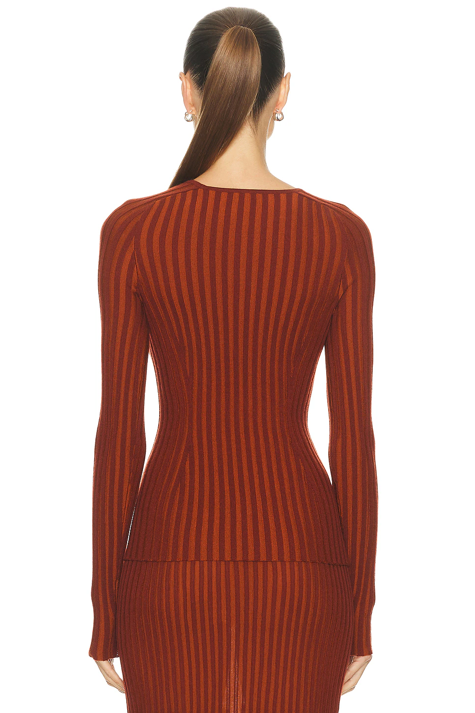 Karlene Funnel Neck Top Rust & Burnt Sienna