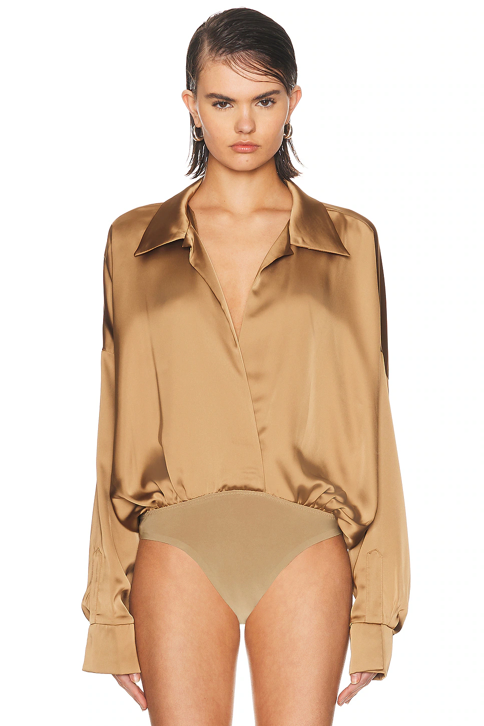 Super Oversized Boyfriend Bodysuit Camel