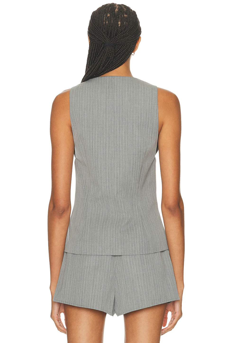 Pinstripe Wool Vest Grey Pinstripe