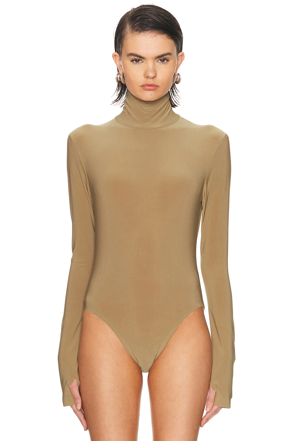 Long Sleeve Turtleneck Bodysuit Camel