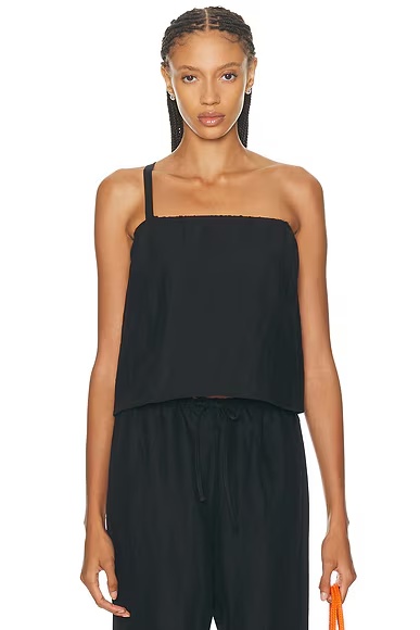 Button Strap Top Black
