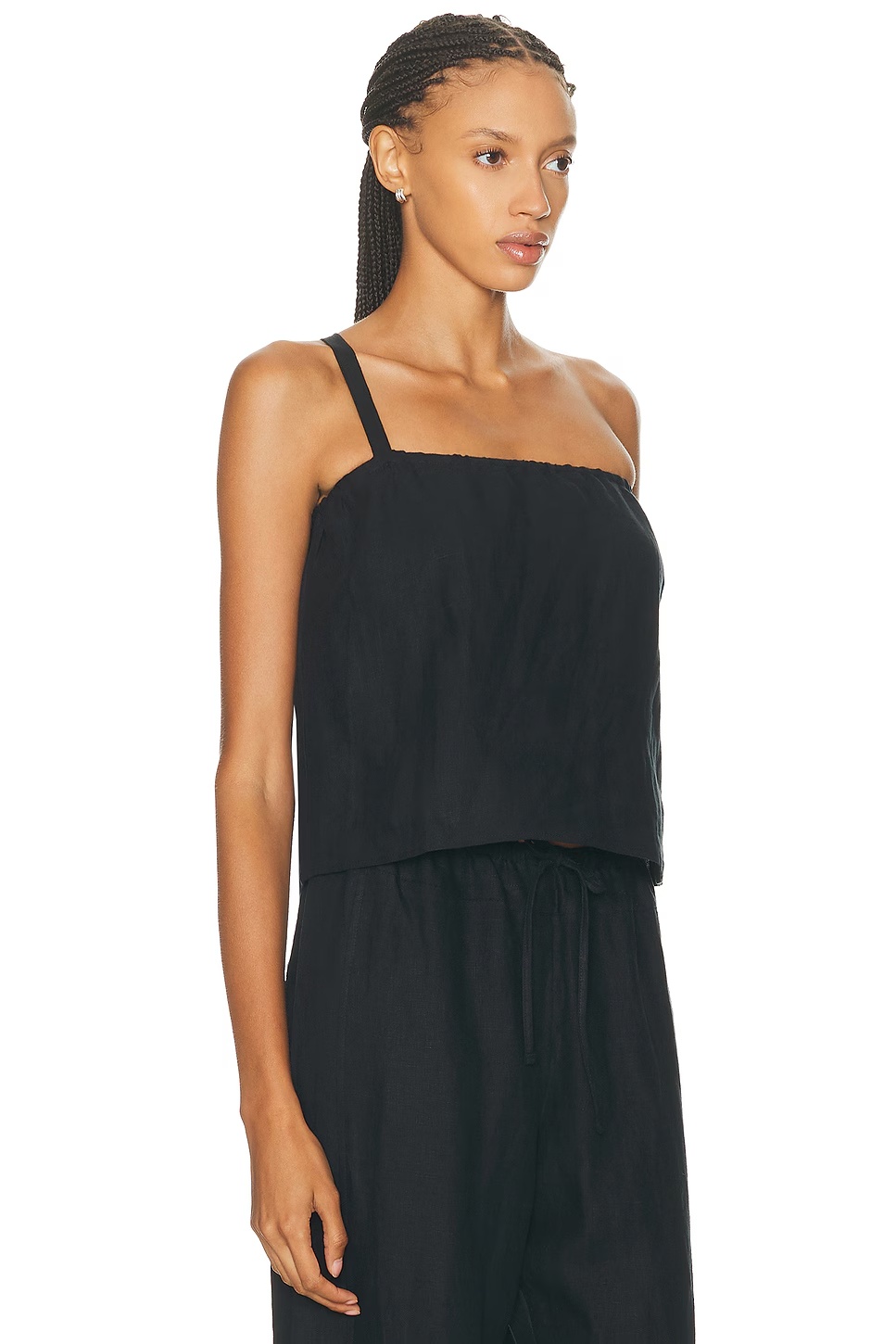 Button Strap Top Black