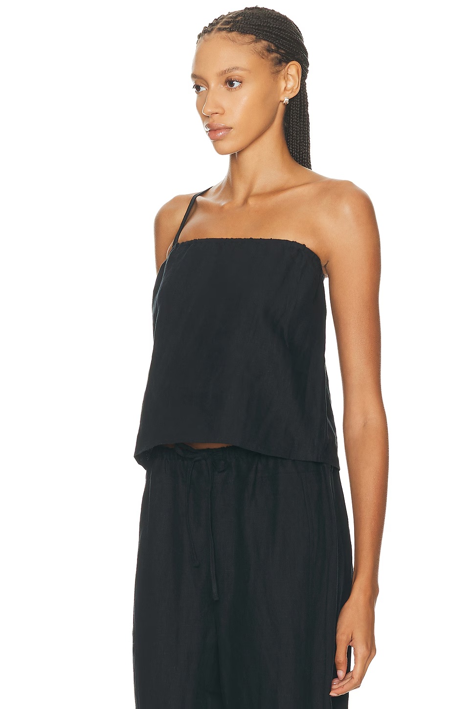 Button Strap Top Black