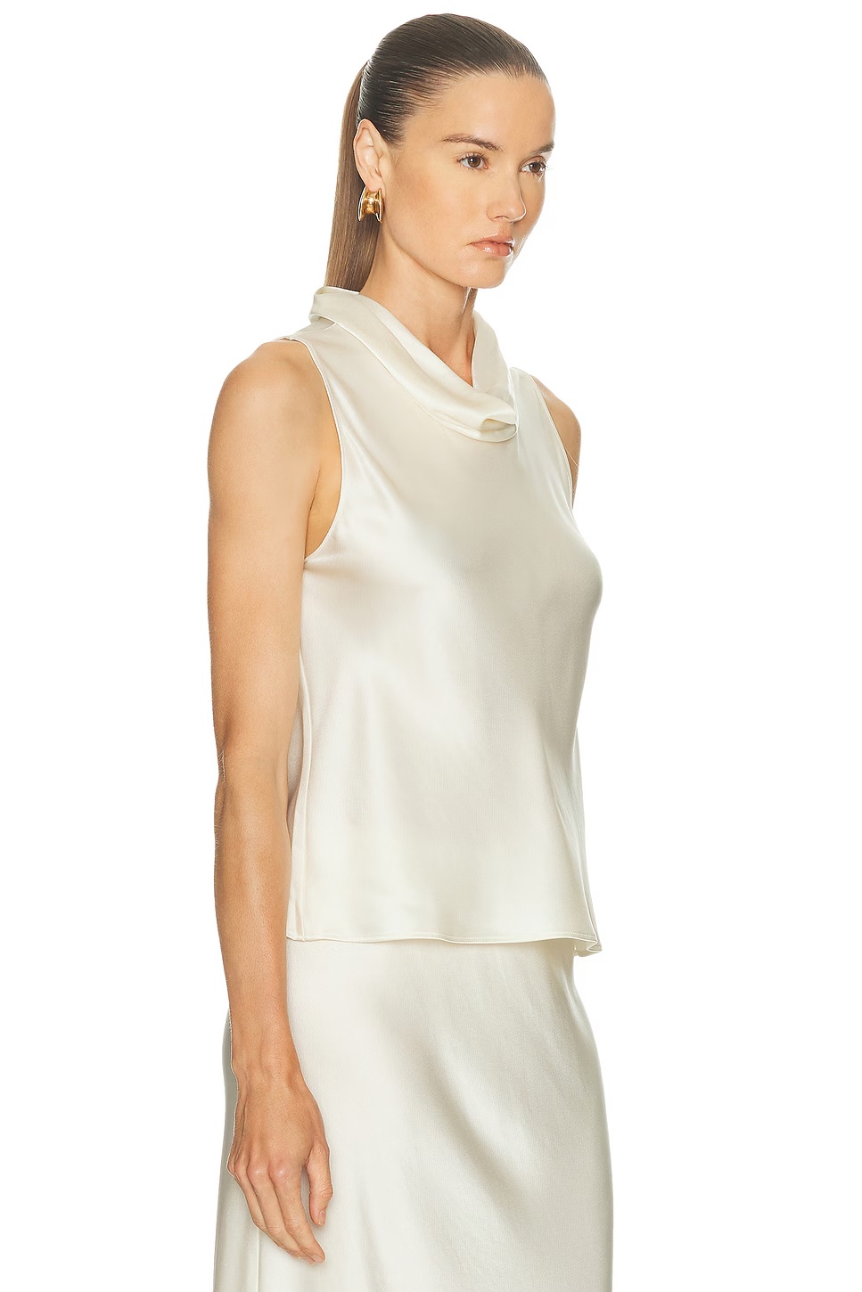 Barb Sleeveless Cowl Neck Top Creme