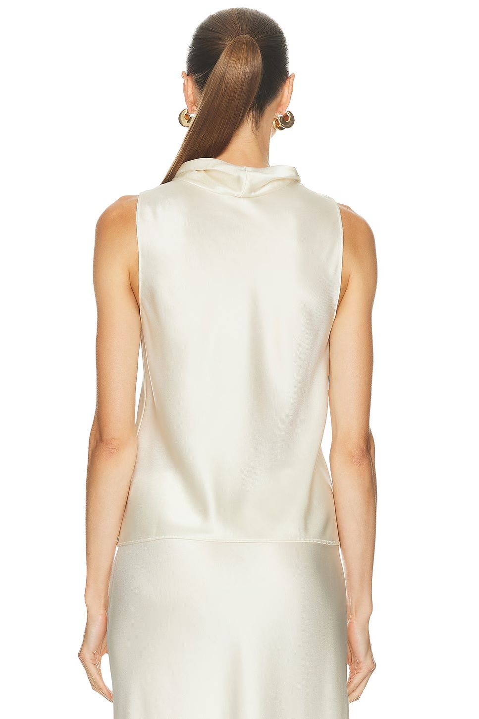 Barb Sleeveless Cowl Neck Top Creme