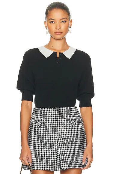 Trompe Loeil Polo Top Black