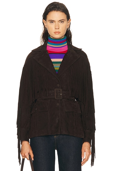 Cassidy Suede Fringe Jacket Mocha