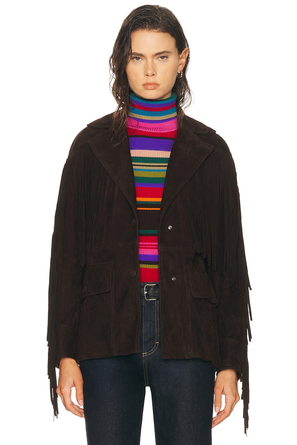 Cassidy Suede Fringe Jacket Mocha