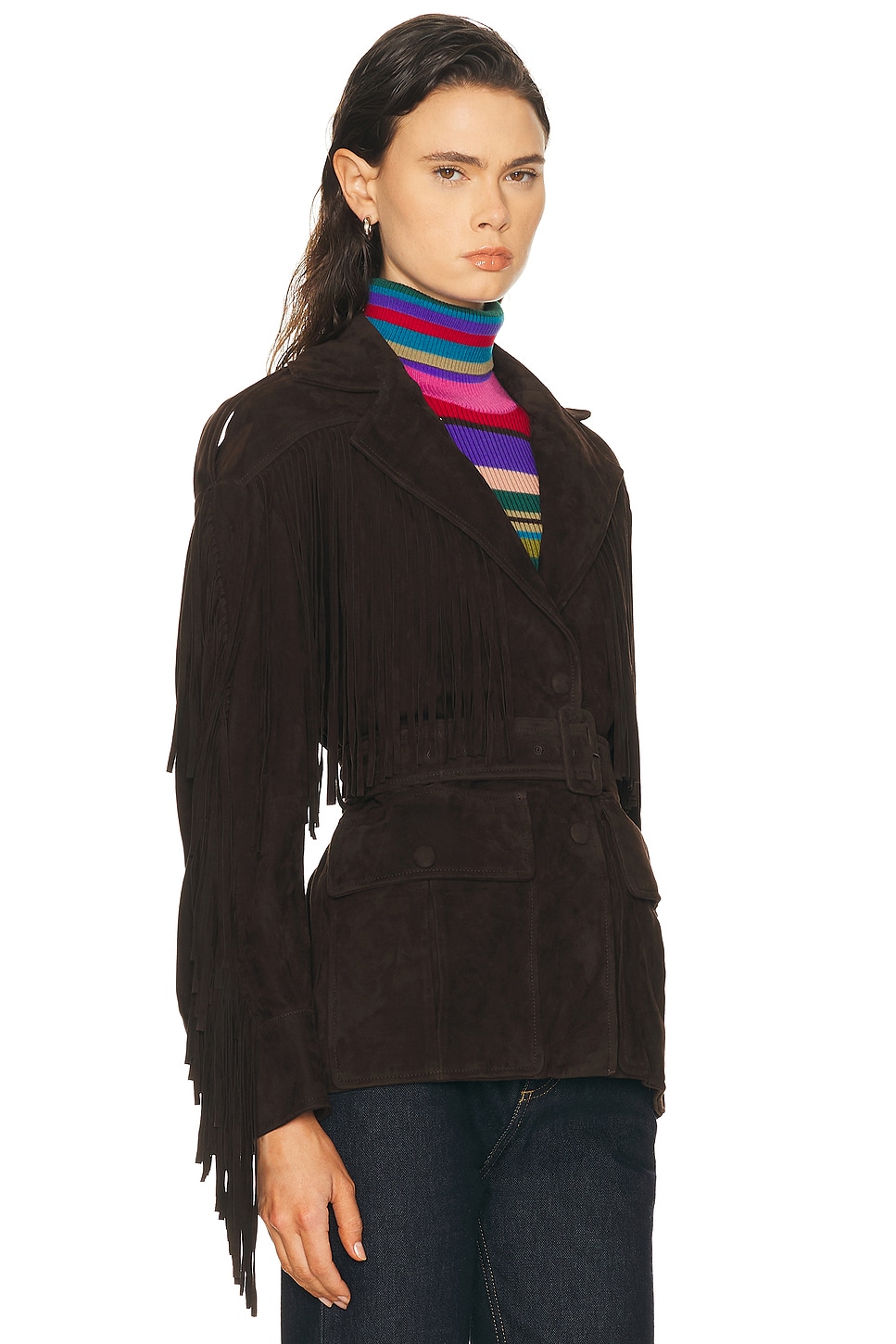 Cassidy Suede Fringe Jacket Mocha