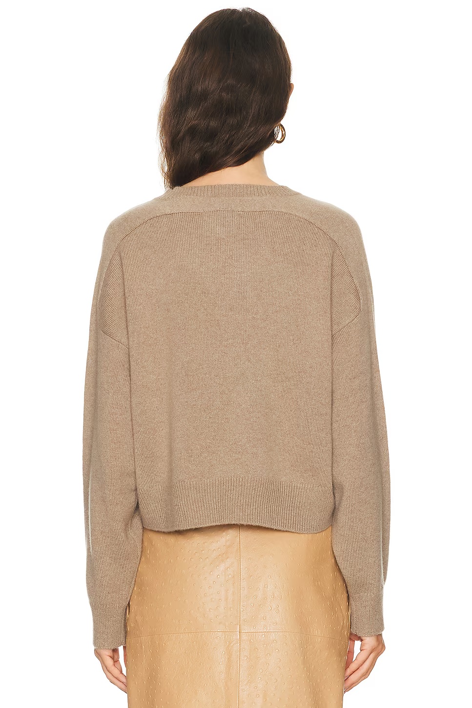 Anzor Saddle Sleeve V-Neck Sweater Taupe