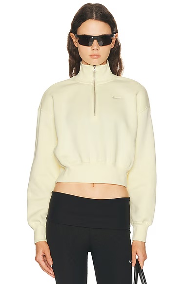 1/4 Zip Cropped Sweatshirt Alabaster & Sail