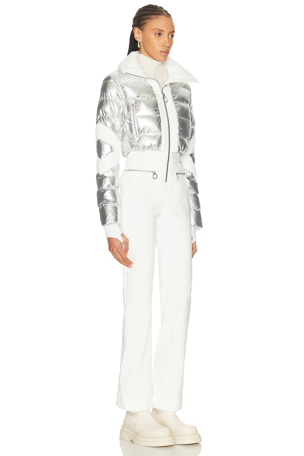 Clarisse Ski Suit Metallic Silver & Neige