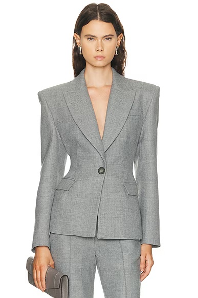 Single Breasted Contour Blazer Grey