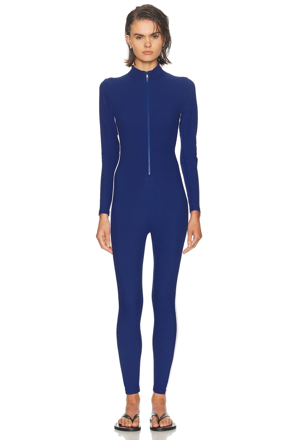 Thermal Longsleeve Ski Onesie Jumpsuit Blue & White