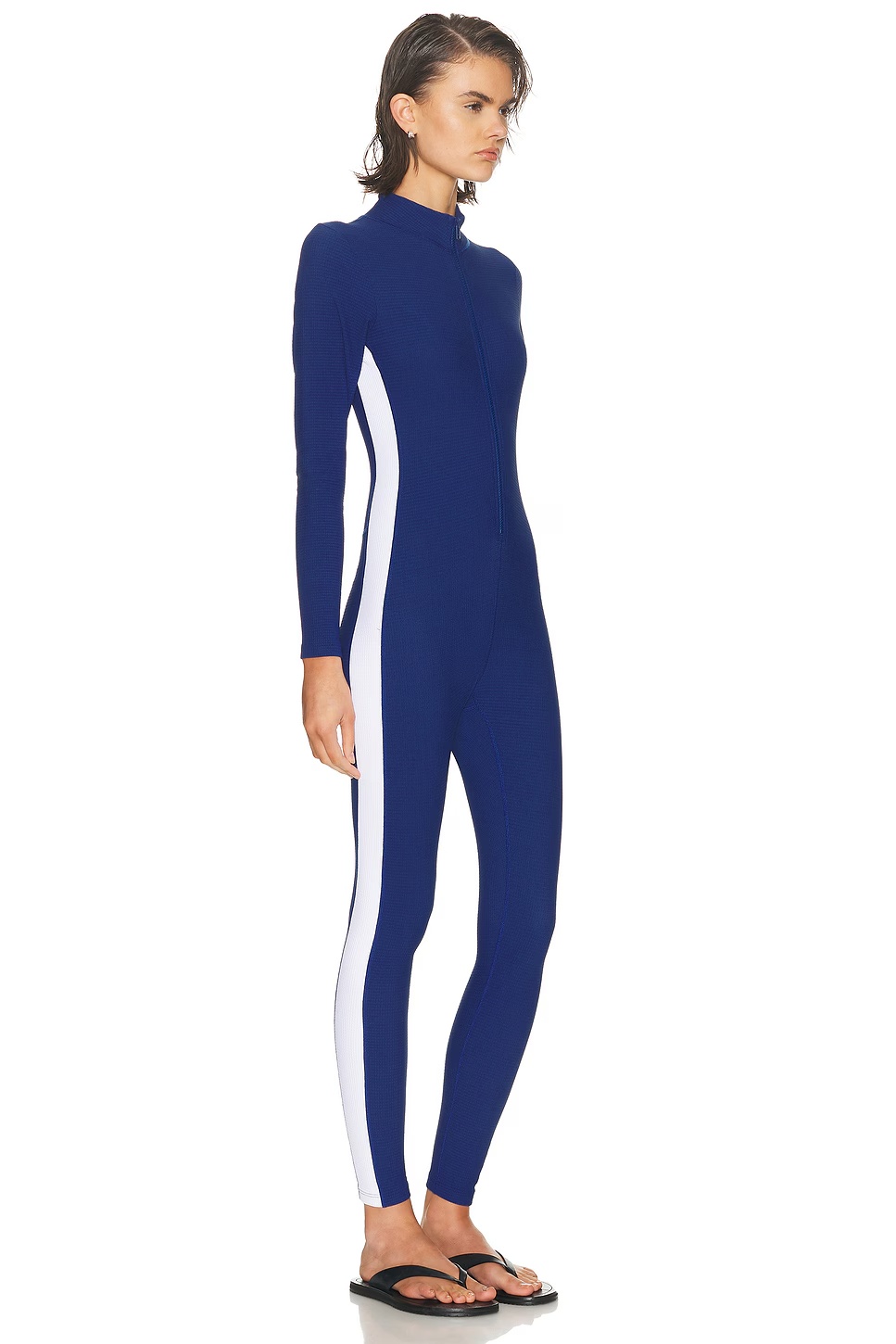 Thermal Longsleeve Ski Onesie Jumpsuit Blue & White