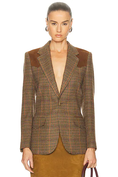 Houndstooth Blazer 1927 Olive Multi Houndstooth