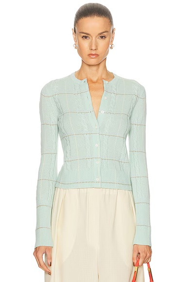 Jane Check Cardigan Seaglass Combo