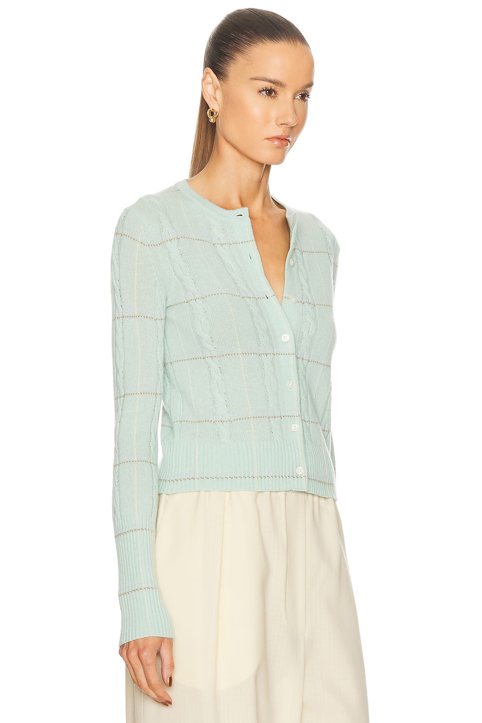 Jane Check Cardigan Seaglass Combo