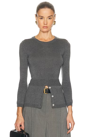 Layered Long Sleeve Sweater Charcoal Knit