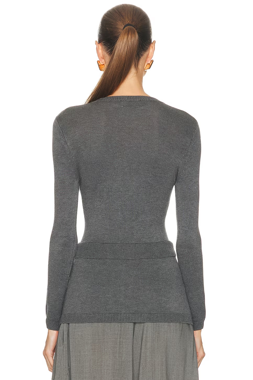 Layered Long Sleeve Sweater Charcoal Knit