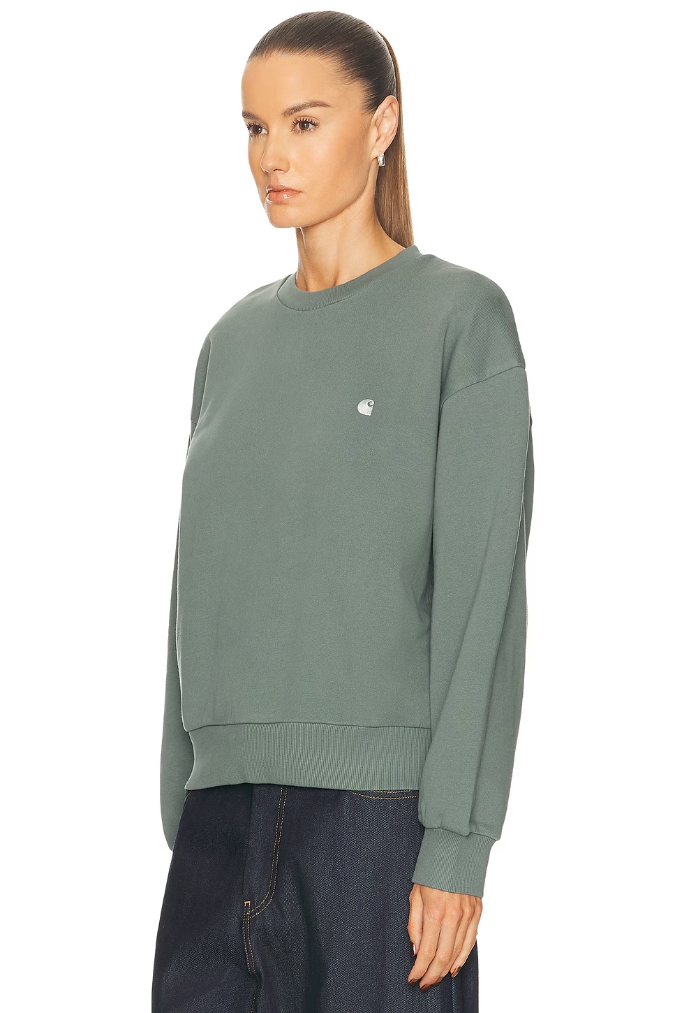 Casey Sweatshirt Velvet Green & Silver