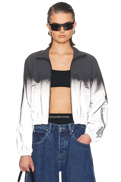 Reflective Shrunken Track Jacket Silver & Black